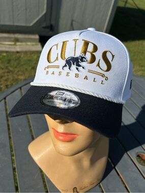 Notre Dame Cubs Baseball Snapback Hat White & Navy with Gold Embroidery
